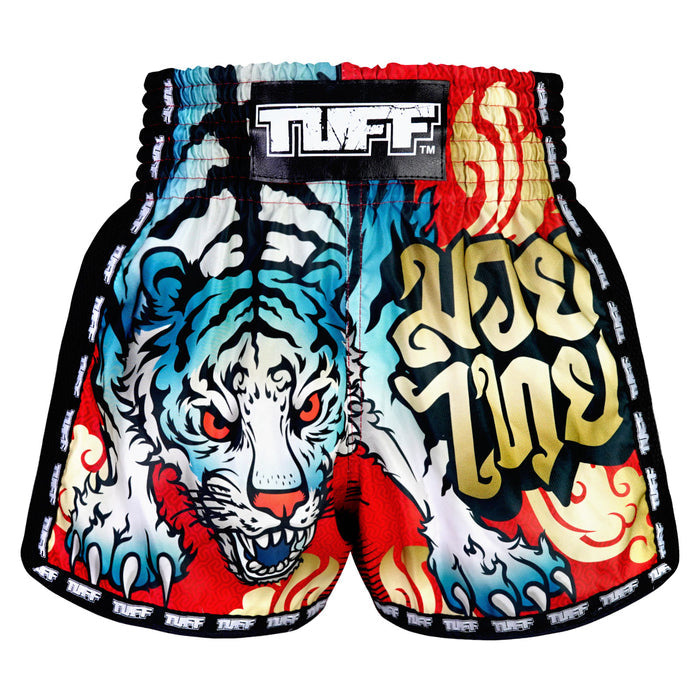 TUFF Muay Thai Shorts Boxing Trunks Retro Style (TUF-MSC126-RED)