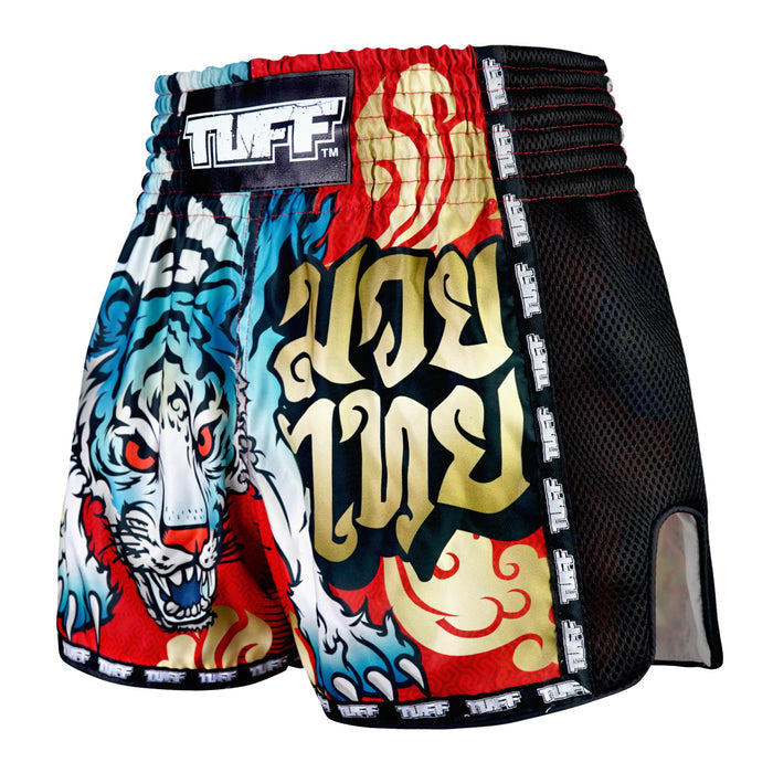 TUFF Muay Thai Shorts Boxing Trunks Retro Style (TUF-MSC126-RED)