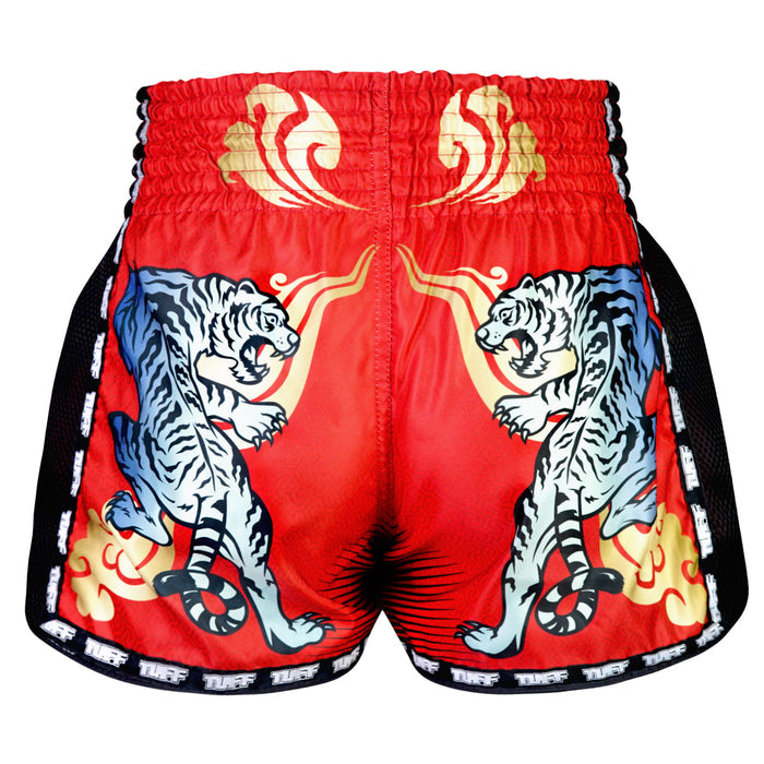 TUFF Muay Thai Shorts Boxing Trunks Retro Style (TUF-MSC126-RED)