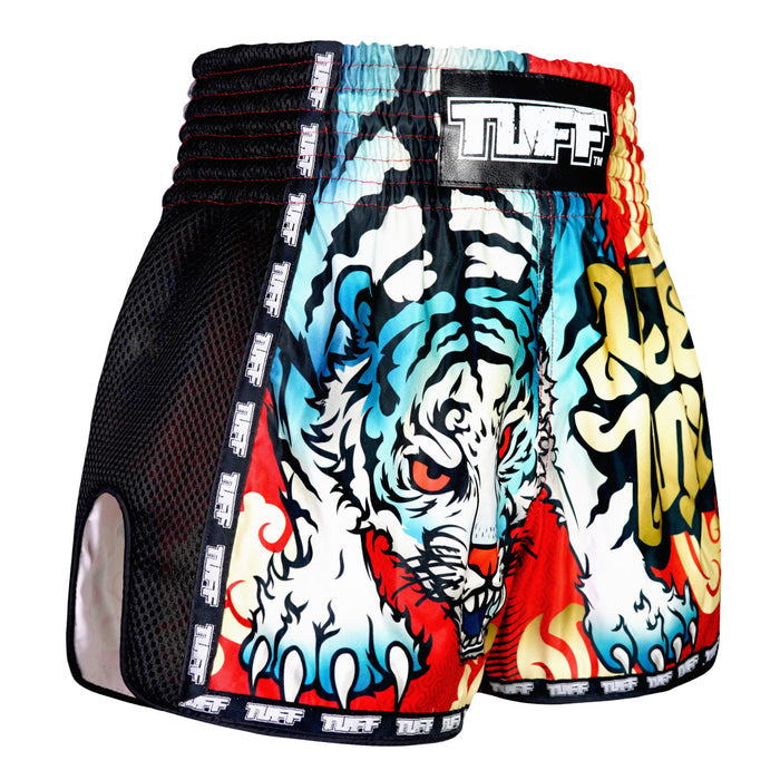 TUFF Muay Thai Shorts Boxing Trunks Retro Style (TUF-MSC126-RED)