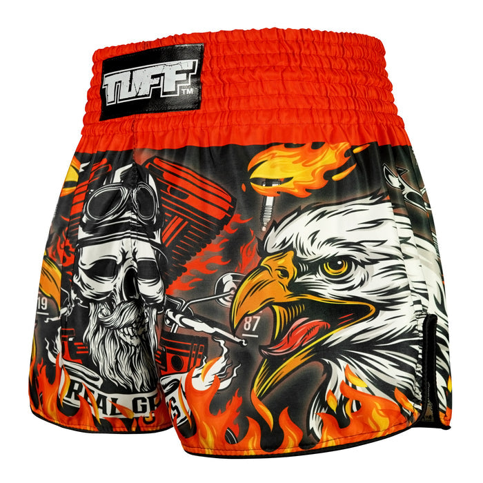 TUFF Muay Thai Shorts Boxing Trunks Retro Style (TUF-RMS108-RED)