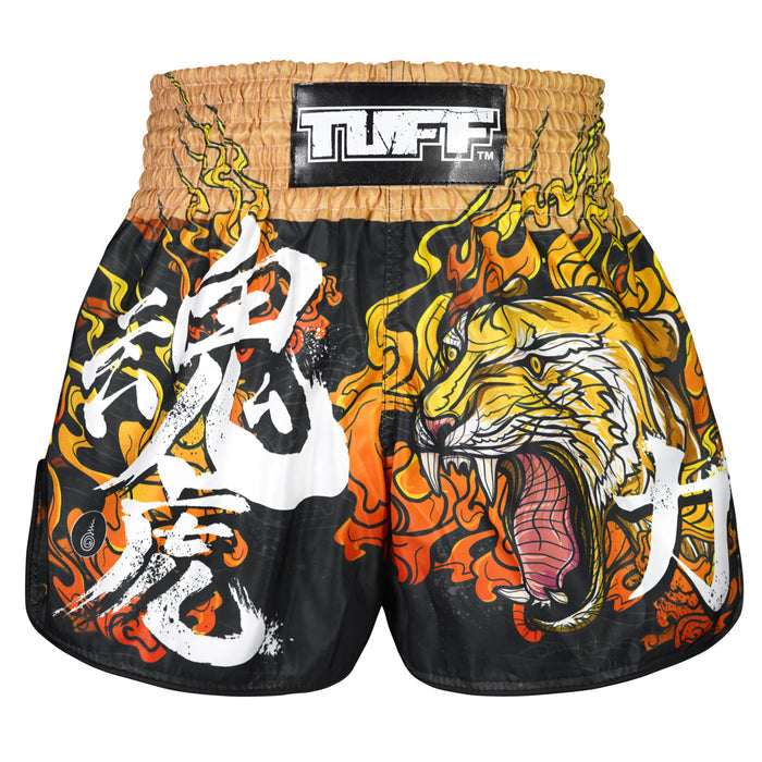 TUFF Muay Thai Shorts Boxing Trunks Retro Style (TUF-RMS111-BLK)