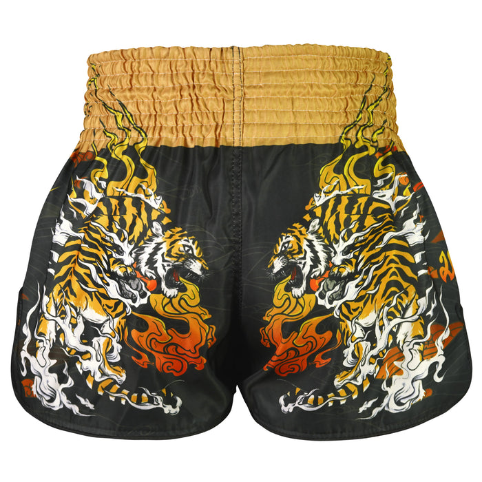 TUFF Muay Thai Shorts Boxing Trunks Retro Style (TUF-RMS111-BLK)