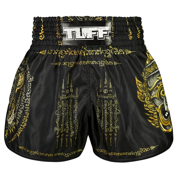 TUFF Muay Thai Shorts Boxing Trunks Retro Style (TUF-RMS116-BLK)