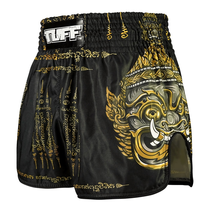 TUFF Muay Thai Shorts Boxing Trunks Retro Style (TUF-RMS116-BLK)