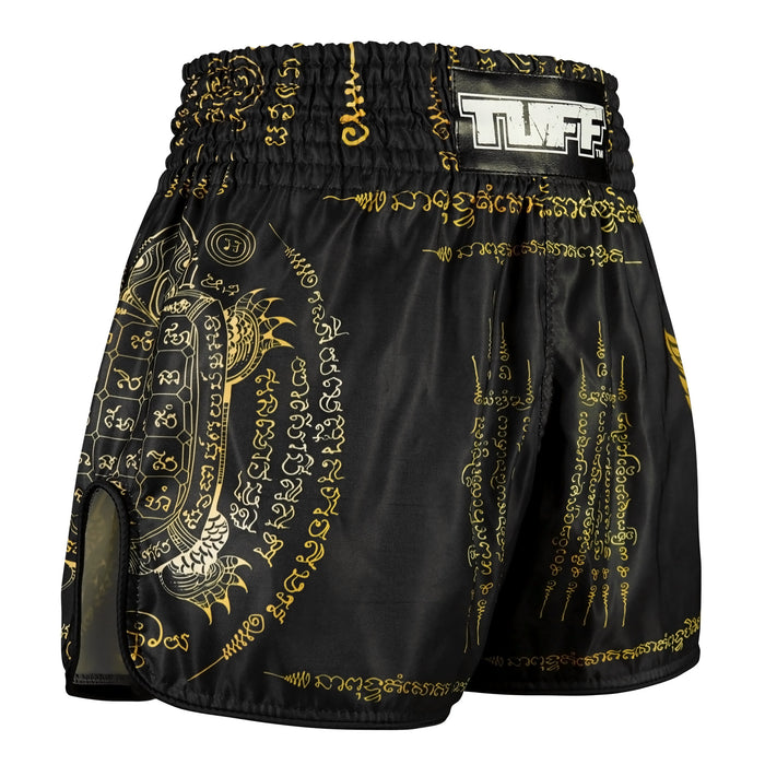 TUFF Muay Thai Shorts Boxing Trunks Retro Style (TUF-RMS116-BLK)