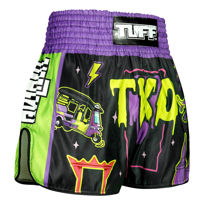 TUFF Muay Thai Shorts Boxing Trunks Retro Style (TUF-RMS118-BLK)