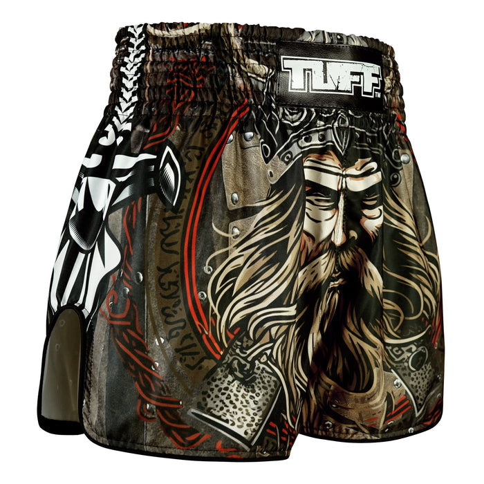 TUFF Muay Thai Shorts Boxing Trunks Retro Style (TUF-RMS120-BRN)