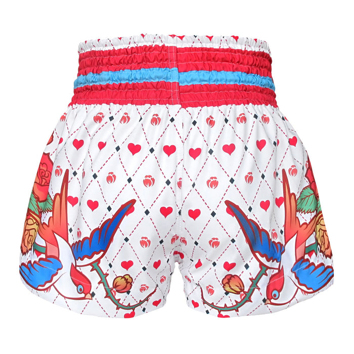 TUFF Muay Thai Shorts Boxing Trunks Traditional Style (TUF-MS617-WHT)