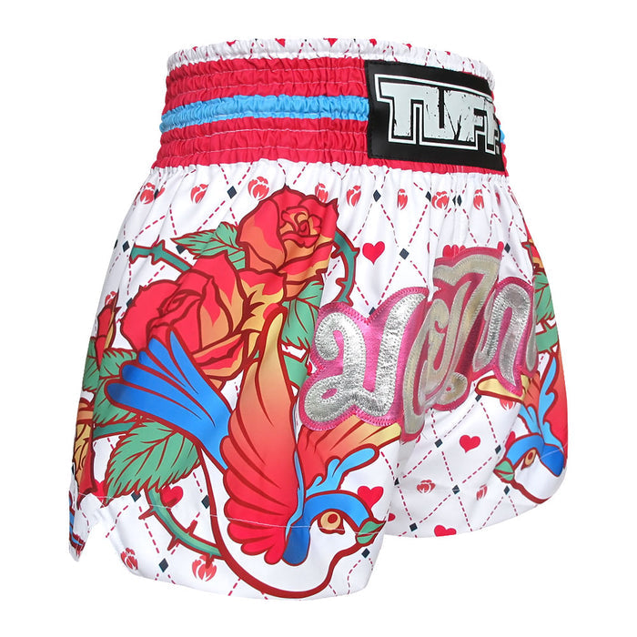 TUFF Muay Thai Shorts Boxing Trunks Traditional Style (TUF-MS617-WHT)