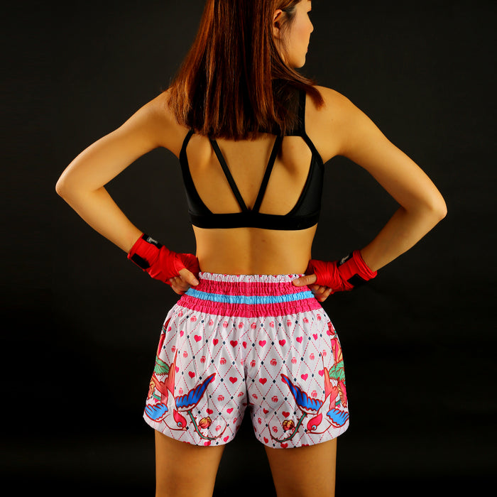 TUFF Muay Thai Shorts Boxing Trunks Traditional Style (TUF-MS617-WHT)