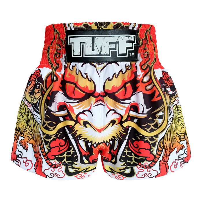 TUFF Muay Thai Shorts Boxing Trunks Traditional Style (TUF-MS621-WHT)