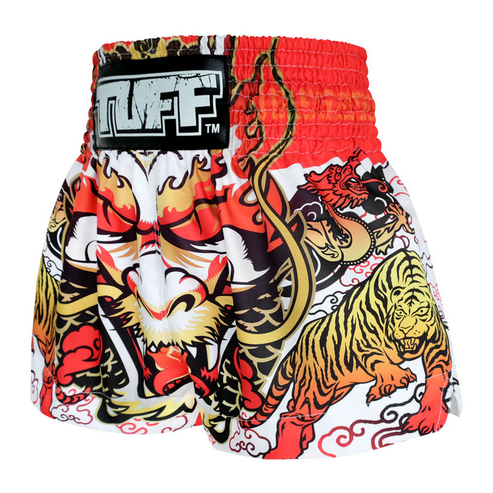 TUFF Muay Thai Shorts Boxing Trunks Traditional Style (TUF-MS621-WHT)