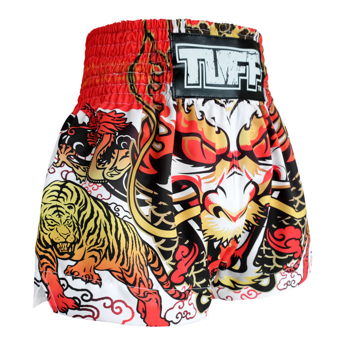 TUFF Muay Thai Shorts Boxing Trunks Traditional Style (TUF-MS621-WHT)