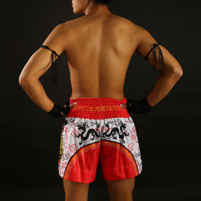 TUFF Muay Thai Shorts Boxing Trunks Traditional Style (TUF-MS621-WHT)