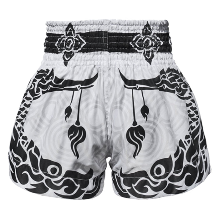 TUFF Muay Thai Shorts Boxing Trunks Traditional Style (TUF-MS631-WHT)