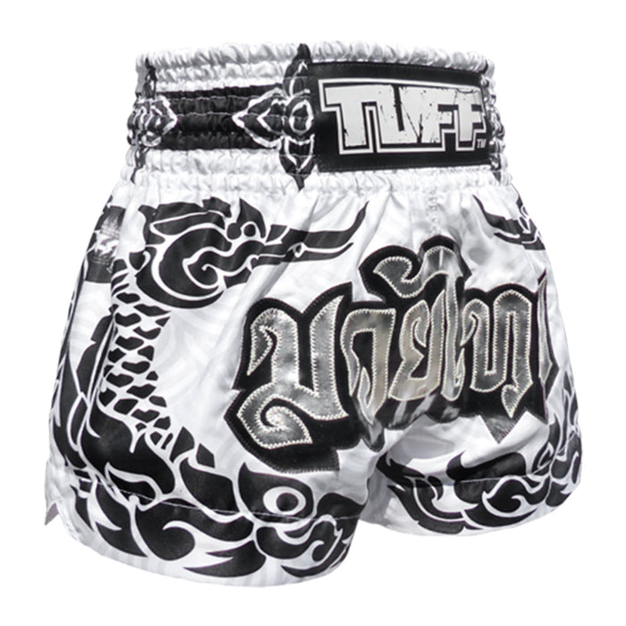 TUFF Muay Thai Shorts Boxing Trunks Traditional Style (TUF-MS631-WHT)