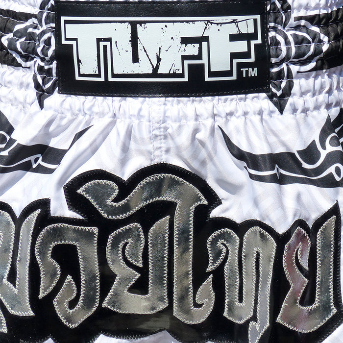 TUFF Muay Thai Shorts Boxing Trunks Traditional Style (TUF-MS631-WHT)