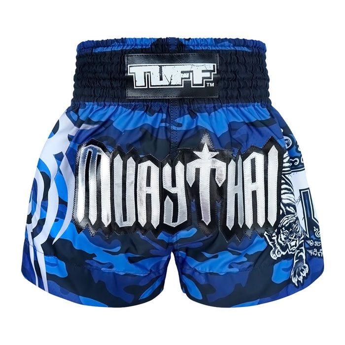 TUFF Muay Thai Shorts Boxing Trunks Traditional Style (TUF-MS640-BLU)