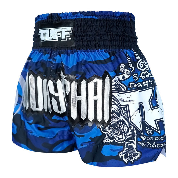 TUFF Muay Thai Shorts Boxing Trunks Traditional Style (TUF-MS640-BLU)