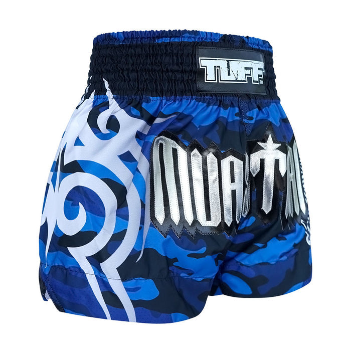 TUFF Muay Thai Shorts Boxing Trunks Traditional Style (TUF-MS640-BLU)