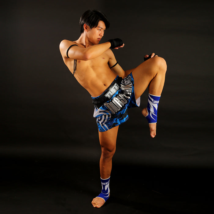 TUFF Muay Thai Shorts Boxing Trunks Traditional Style (TUF-MS640-BLU)