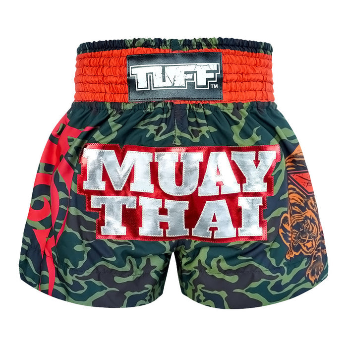 TUFF Muay Thai Shorts Boxing Trunks Traditional Style (TUF-MS640-GRN)