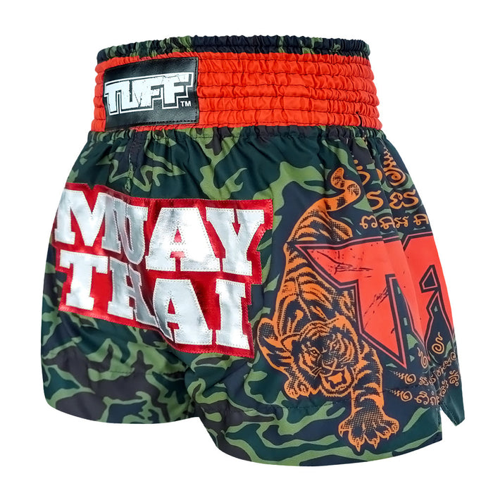 TUFF Muay Thai Shorts Boxing Trunks Traditional Style (TUF-MS640-GRN)