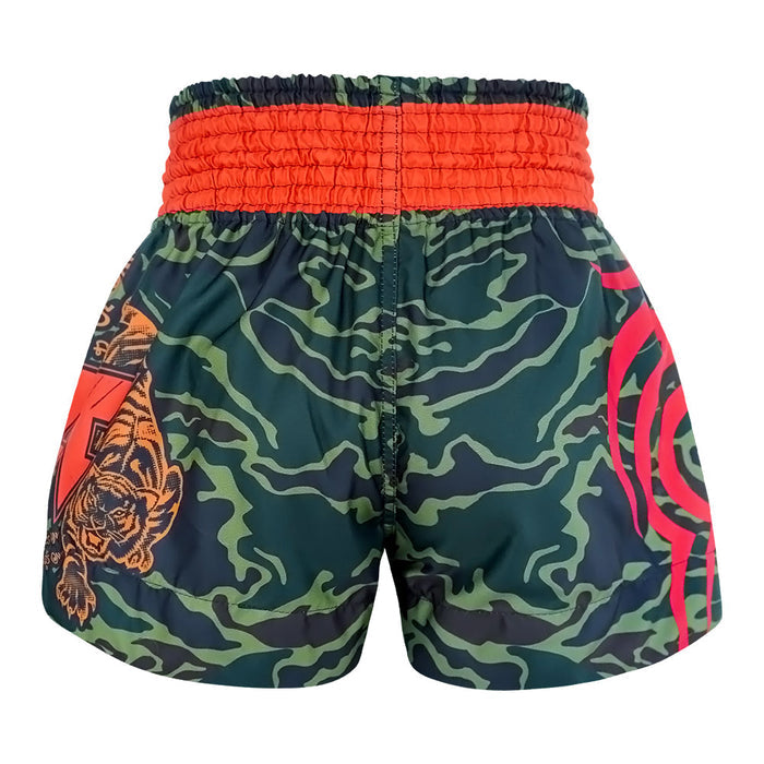 TUFF Muay Thai Shorts Boxing Trunks Traditional Style (TUF-MS640-GRN)