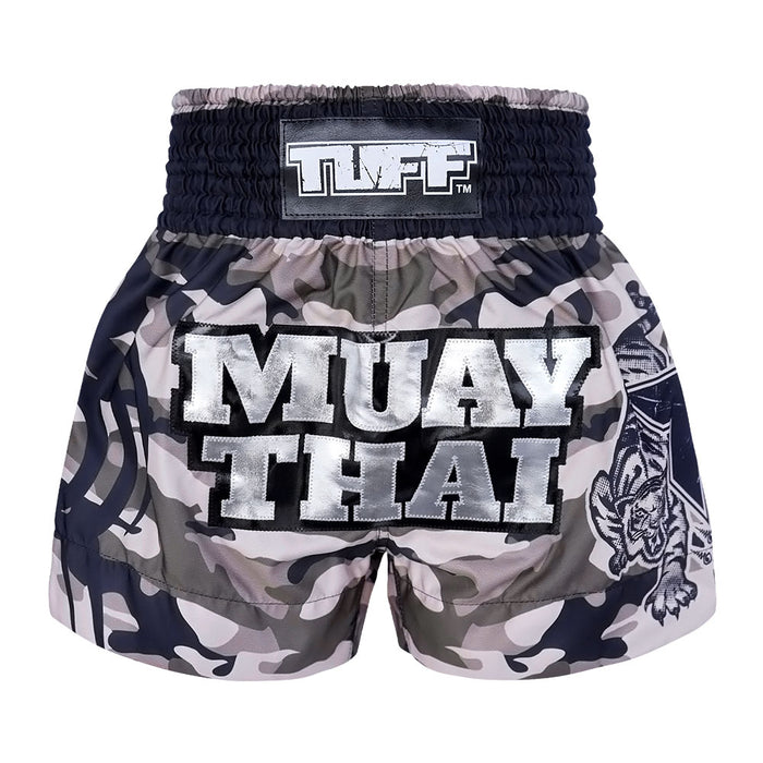TUFF Muay Thai Shorts Boxing Trunks Traditional Style (TUF-MS640-GRY)