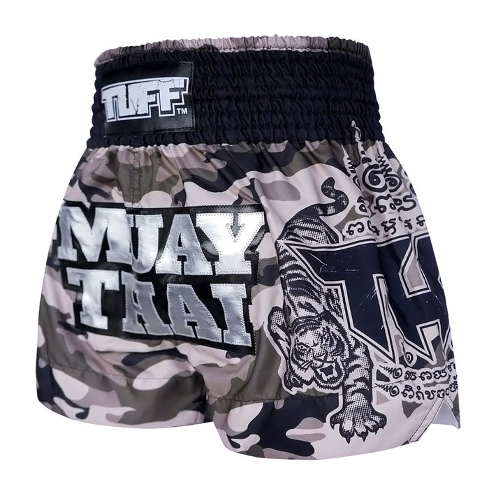 TUFF Muay Thai Shorts Boxing Trunks Traditional Style (TUF-MS640-GRY)