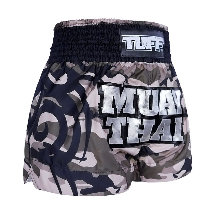 TUFF Muay Thai Shorts Boxing Trunks Traditional Style (TUF-MS640-GRY)