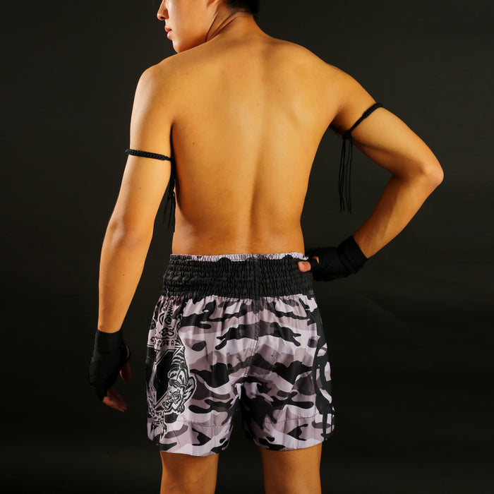 TUFF Muay Thai Shorts Boxing Trunks Traditional Style (TUF-MS640-GRY)