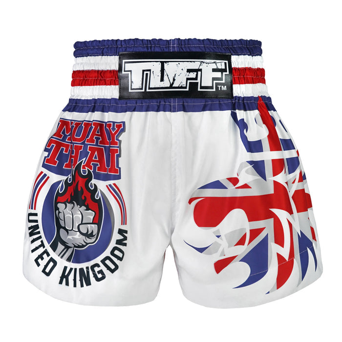 TUFF Muay Thai Shorts Boxing Trunks Traditional Style (TUF-MS666-WHT)