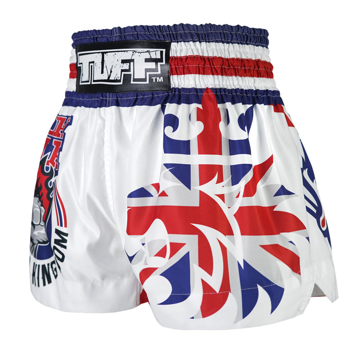 TUFF Muay Thai Shorts Boxing Trunks Traditional Style (TUF-MS666-WHT)