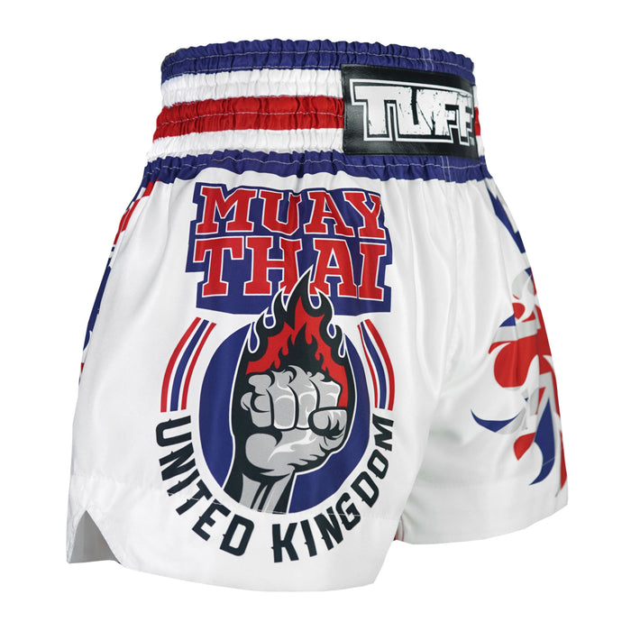 TUFF Muay Thai Shorts Boxing Trunks Traditional Style (TUF-MS666-WHT)