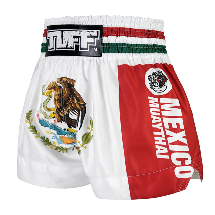 TUFF Muay Thai Shorts Boxing Trunks Traditional Style (TUF-MS667-WHT)