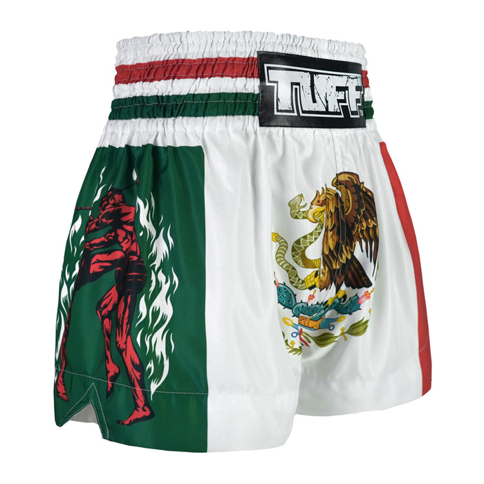 TUFF Muay Thai Shorts Boxing Trunks Traditional Style (TUF-MS667-WHT)