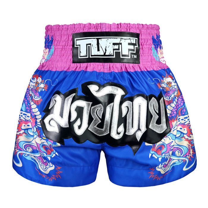 TUFF Muay Thai Shorts Boxing Trunks Traditional Style (TUF-MS686-BLU)
