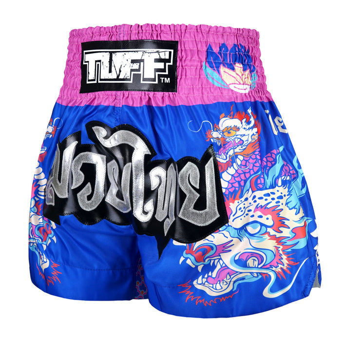 TUFF Muay Thai Shorts Boxing Trunks Traditional Style (TUF-MS686-BLU)