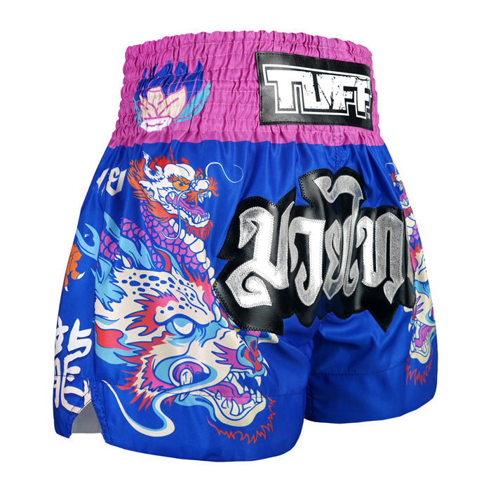 TUFF Muay Thai Shorts Boxing Trunks Traditional Style (TUF-MS686-BLU)