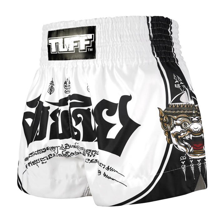 TUFF Muay Thai Shorts Boxing Trunks Traditional Style (TUF-MS689-WHT)