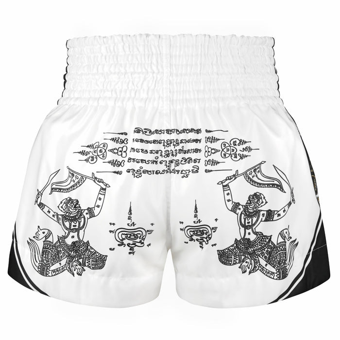 TUFF Muay Thai Shorts Boxing Trunks Traditional Style (TUF-MS689-WHT)