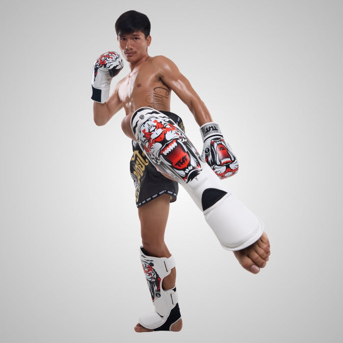 TUFF White Tiger Shin Guards