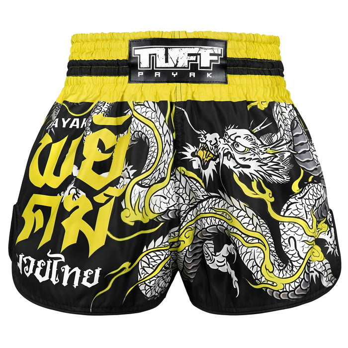 TUFFPAYAK Muay Thai Shorts Boxing Trunks Retro Style (TPY-RMS009-BLK)