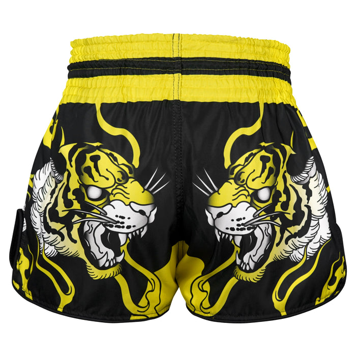 TUFFPAYAK Muay Thai Shorts Boxing Trunks Retro Style (TPY-RMS009-BLK)