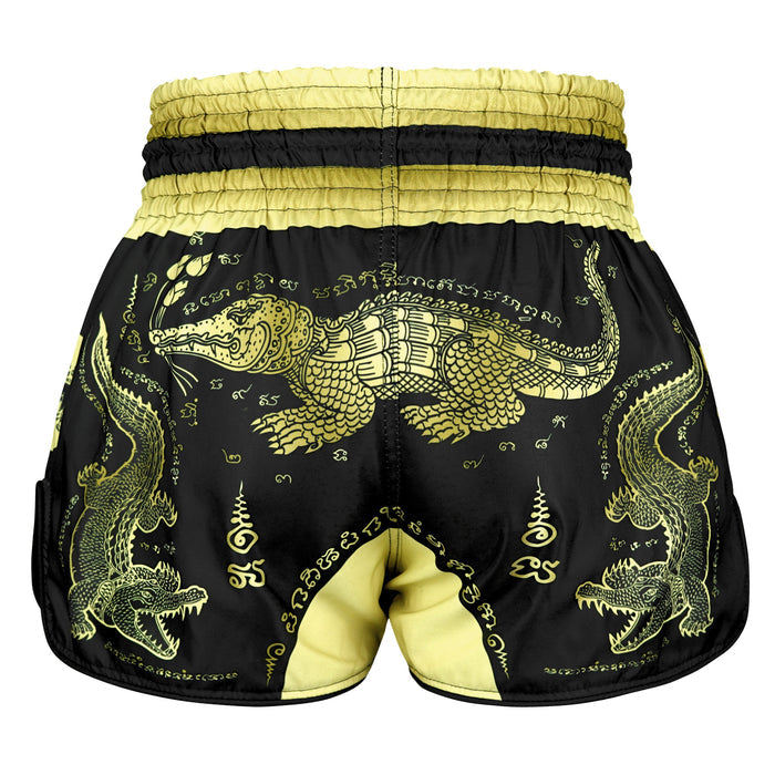 TUFFPAYAK Muay Thai Shorts Boxing Trunks Retro Style (TPY-RMS013-BLK)