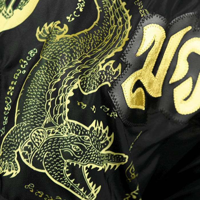 TUFFPAYAK Muay Thai Shorts Boxing Trunks Retro Style (TPY-RMS013-BLK)