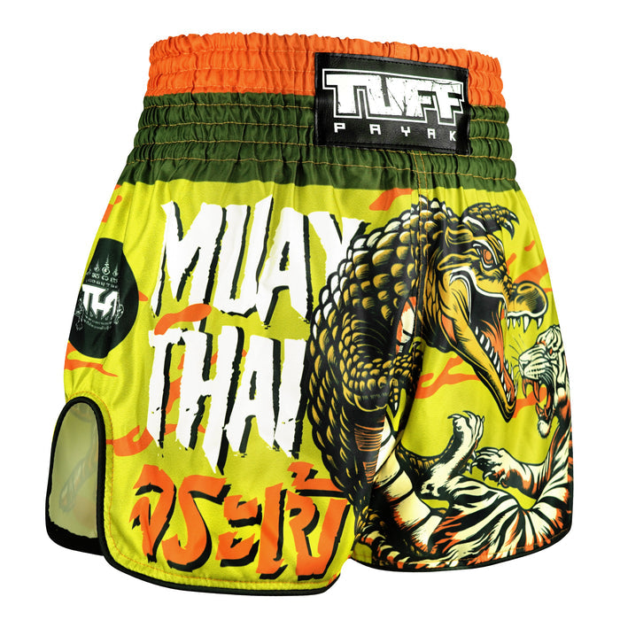 TUFFPAYAK Muay Thai Shorts Boxing Trunks Retro Style (TPY-RMS014-GRN)