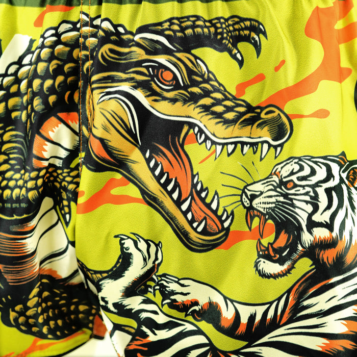 TUFFPAYAK Muay Thai Shorts Boxing Trunks Retro Style (TPY-RMS014-GRN)